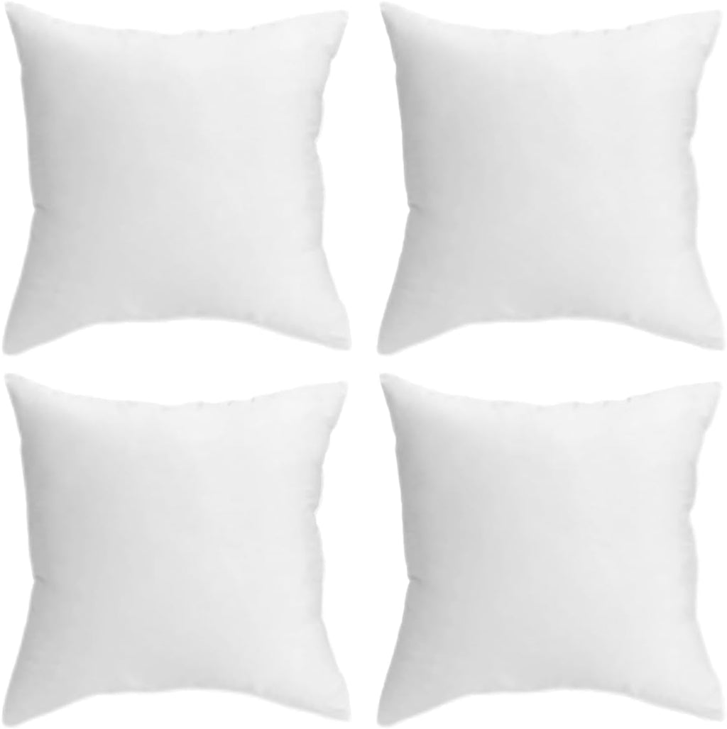 QUBA LINEN 18 x 18 Throw Pillow Insert - Pack of 4 White, Down Alternative Pillow Inserts for Decorative Pillow Covers, Throw Pillows for Bed, Couch Pillows for Living Room (18" x 18" (Pack of 4))