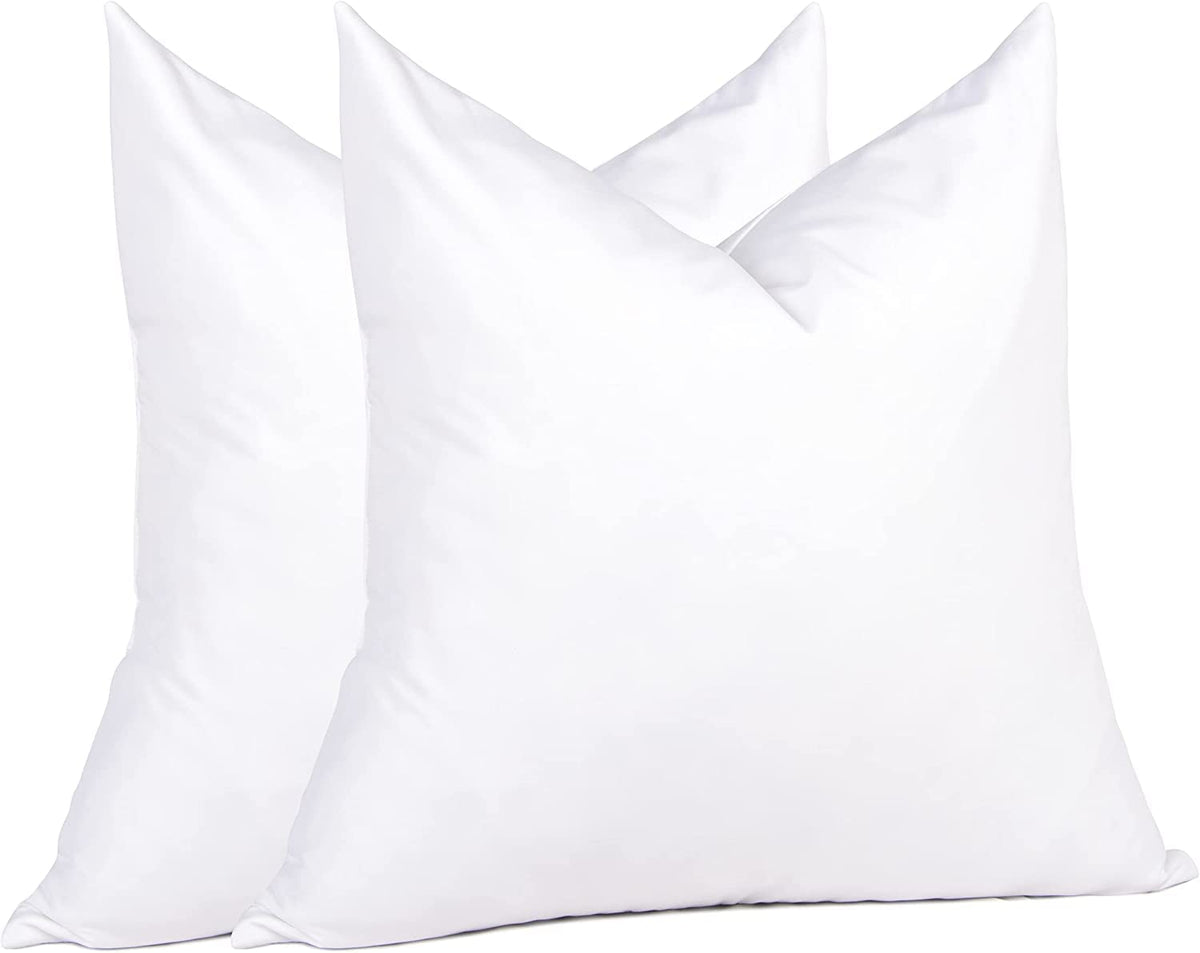puredown® Feather Throw Pillow Inserts 22 x 22 (Pack of 2, White), Big Throw Pillows for Floor, Couch, Bed, Machine Washable