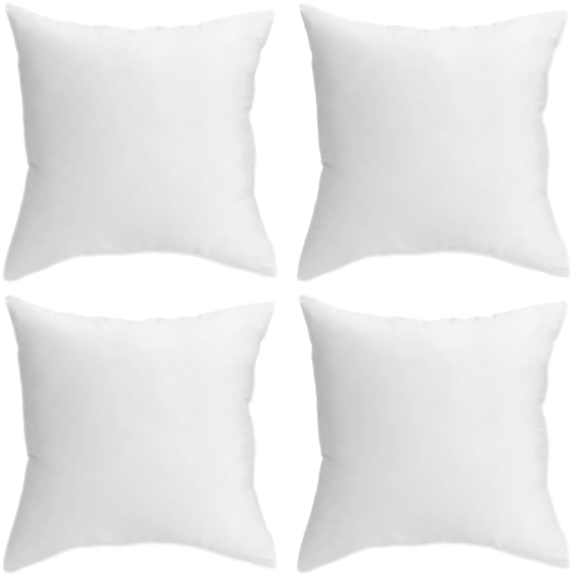 QUBA LINEN 18 x 18 Throw Pillow Insert - Pack of 4 White, Down Alternative Pillow Inserts for Decorative Pillow Covers, Throw Pillows for Bed, Couch Pillows for Living Room (18" x 18" (Pack of 4))