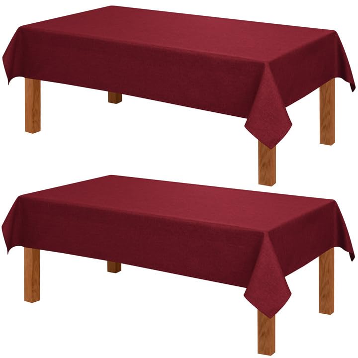 Hiasan Beige Faux Linen Rectangle Tablecloth 54 x 80 Inch for Dining Room