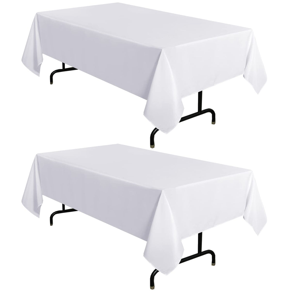 sancua 2 Pack White Table Cloth 60x102 Inch for 6 Feet Rectangle Tables