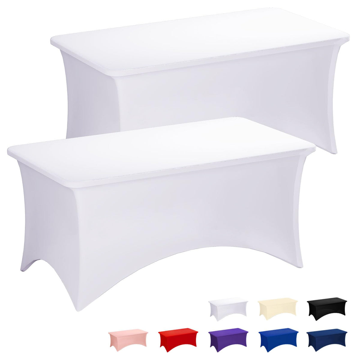 Fixwal 2 Pack 6FT Black Tablecloth Rectangle Spandex Fitted Table Cover