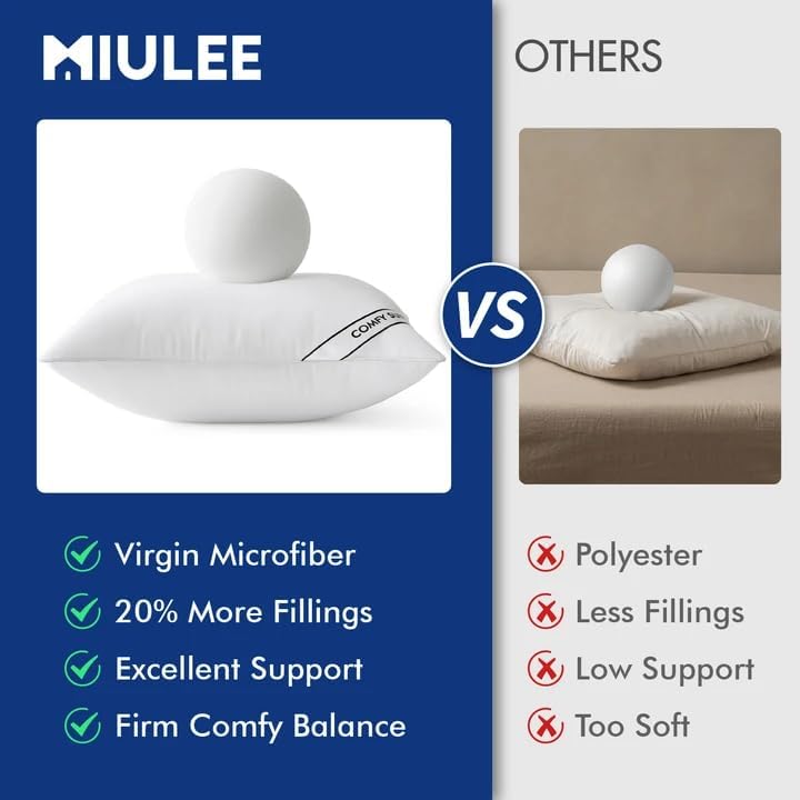 MIULEE 18x18 Pillows Inserts Pack of 4, Down Alternative Virgin Filling