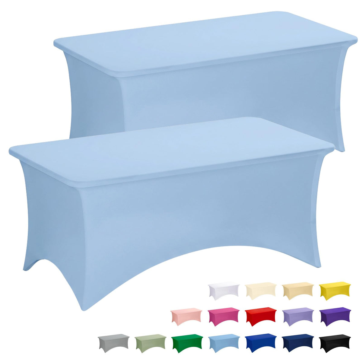 Fixwal 2 Pack 6FT Black Tablecloth Rectangle Spandex Fitted Table Cover