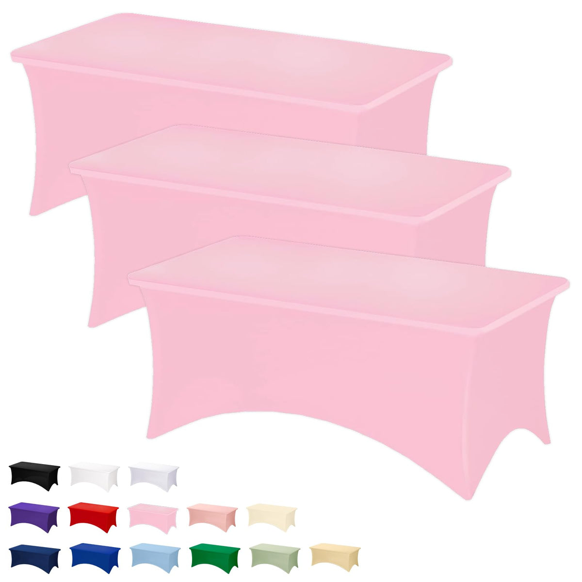 Fixwal 2 Pack 6FT Black Tablecloth Rectangle Spandex Fitted Table Cover