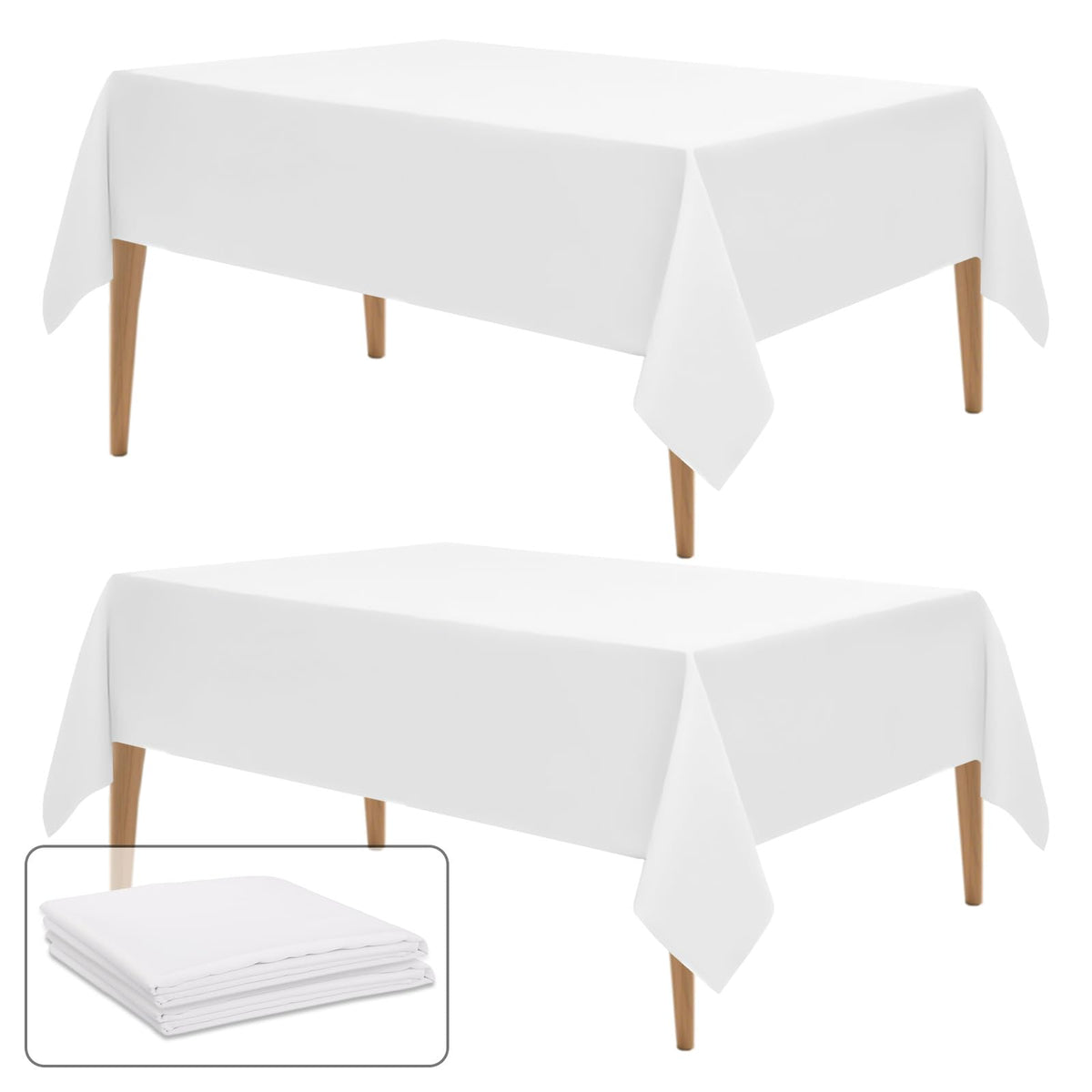 WIGENIUS 6 Pack White Table Cloth Rectangle 60X102 Inch Tablecloth Fit 6FT