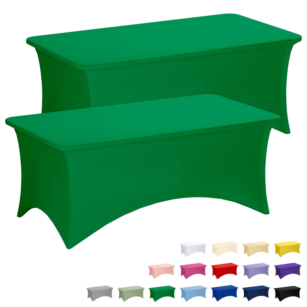 Fixwal 2 Pack 6FT Black Tablecloth Rectangle Spandex Fitted Table Cover