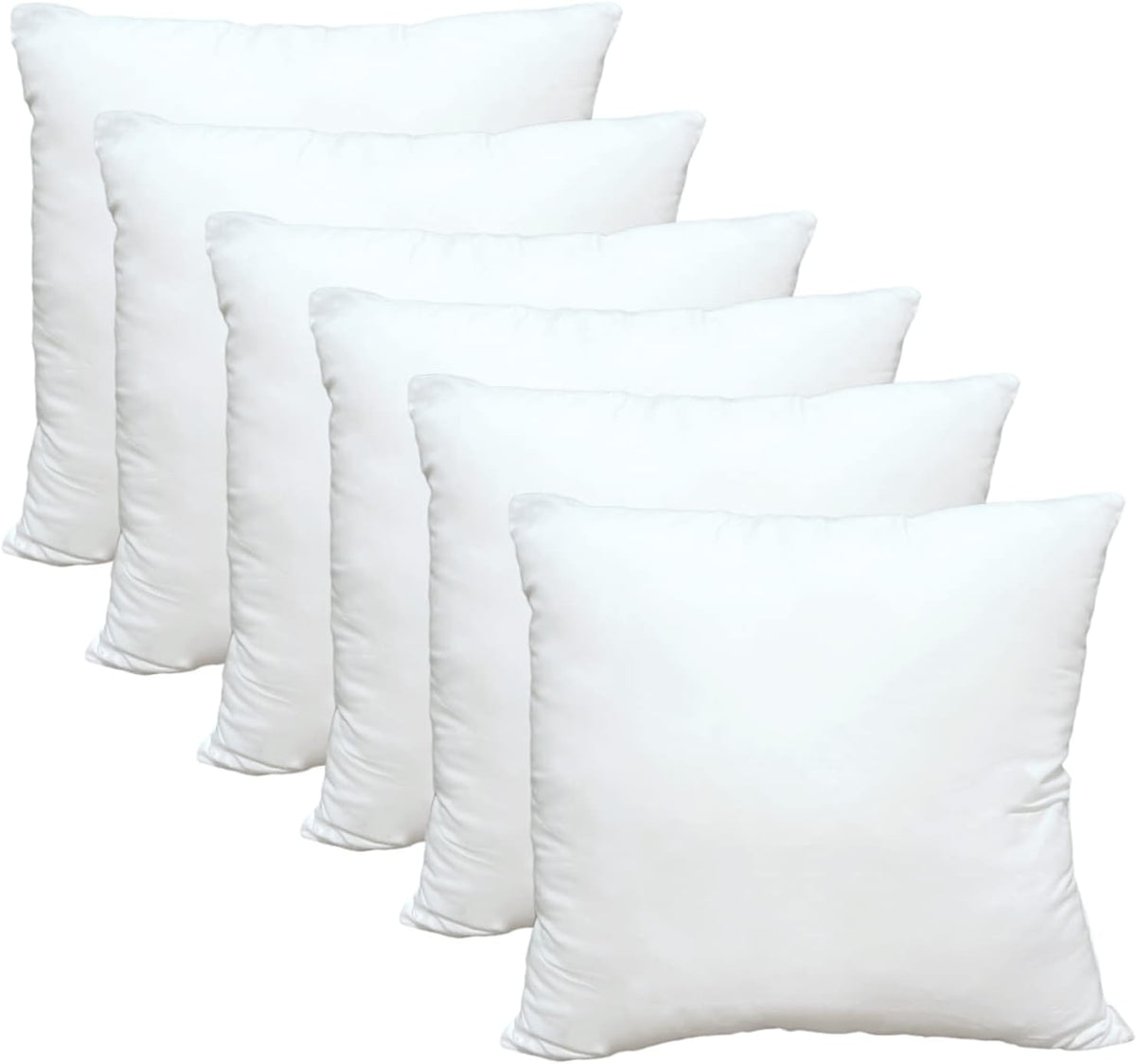Obruosci Luxury Throw Pillow Inserts, Pack of 6, 18 x 18 inches Hypoallergenic Ultra Soft White Polyester Microfiber Durable Couch Cushion Fillers