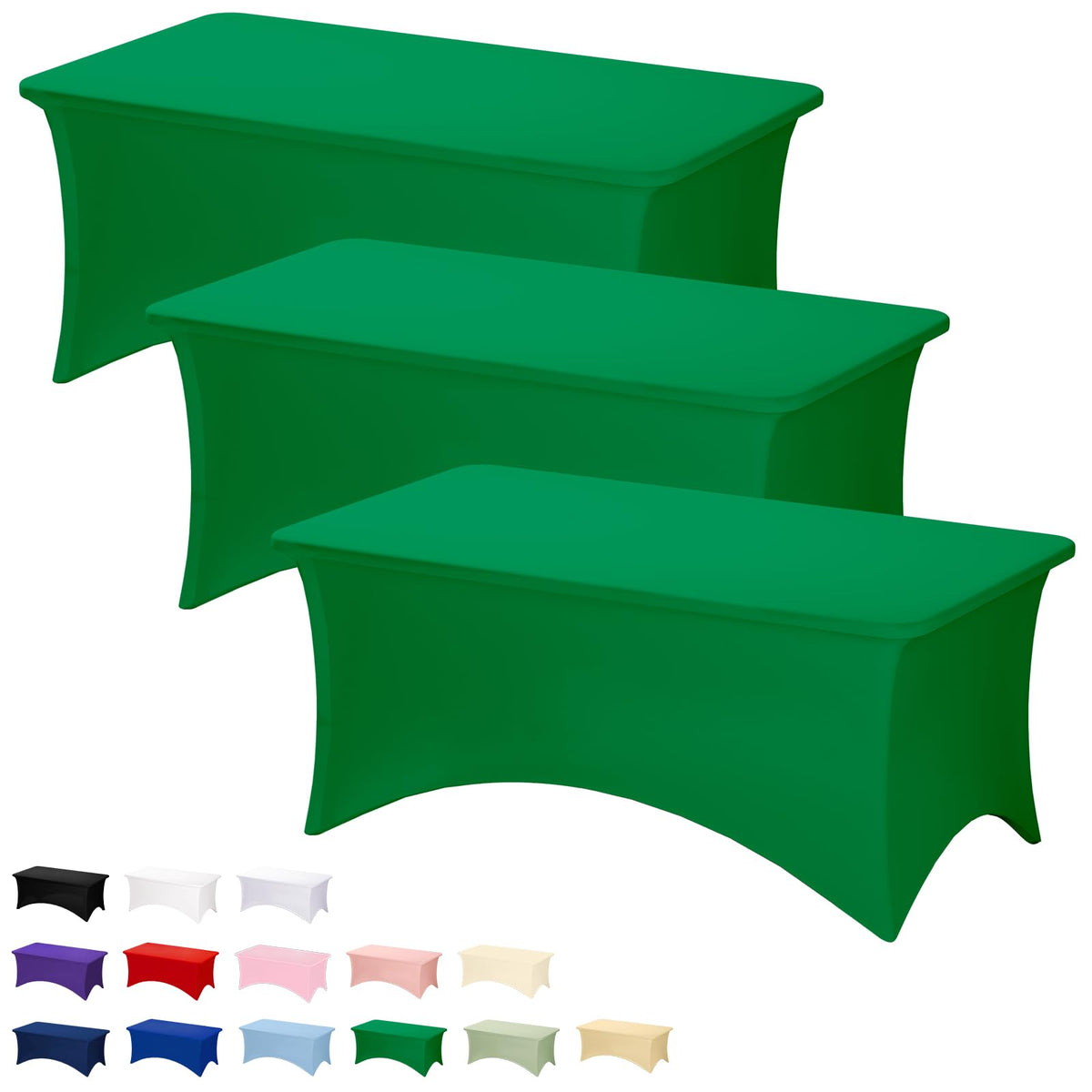Fixwal 2 Pack 6FT Black Tablecloth Rectangle Spandex Fitted Table Cover