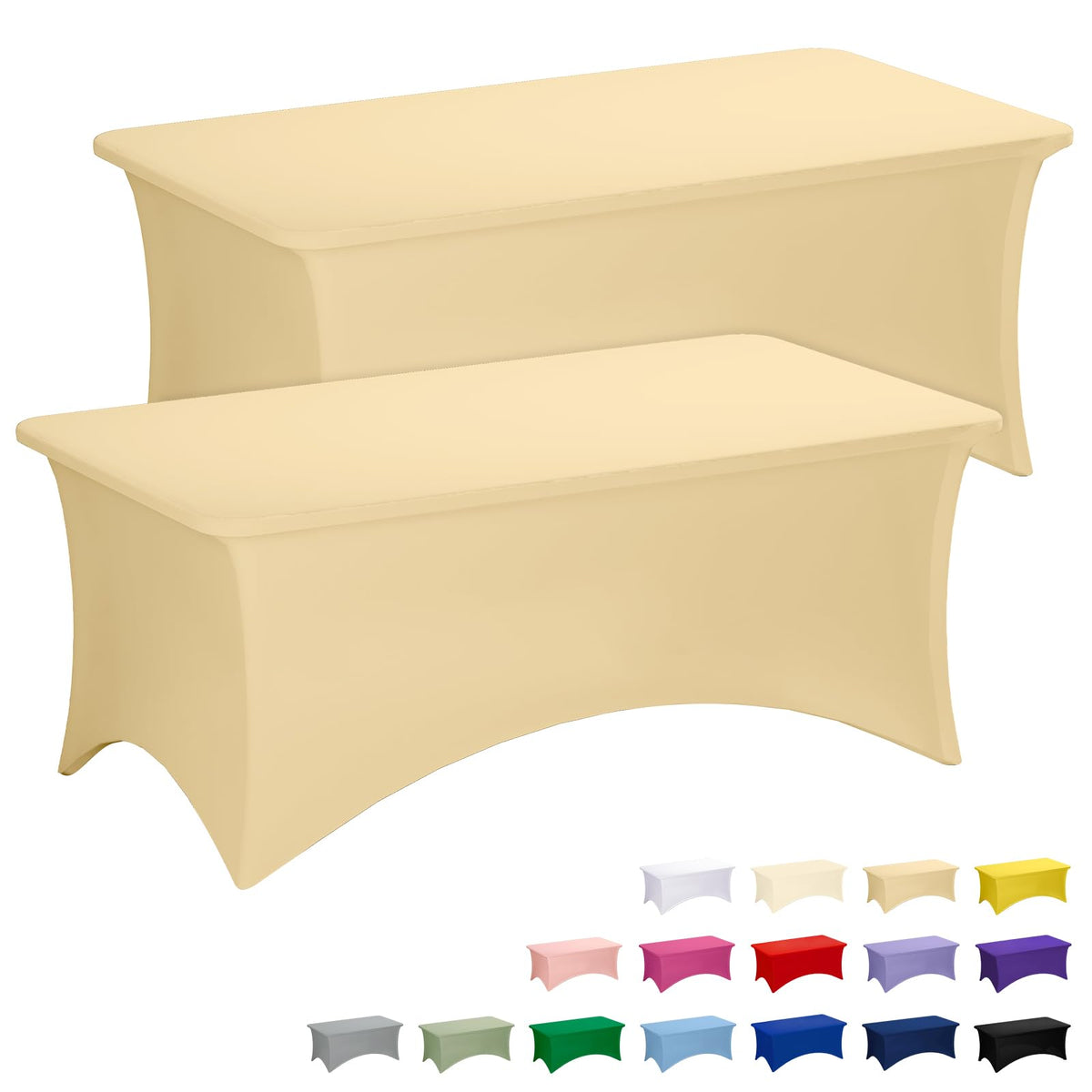 Fixwal 2 Pack 6FT Black Tablecloth Rectangle Spandex Fitted Table Cover