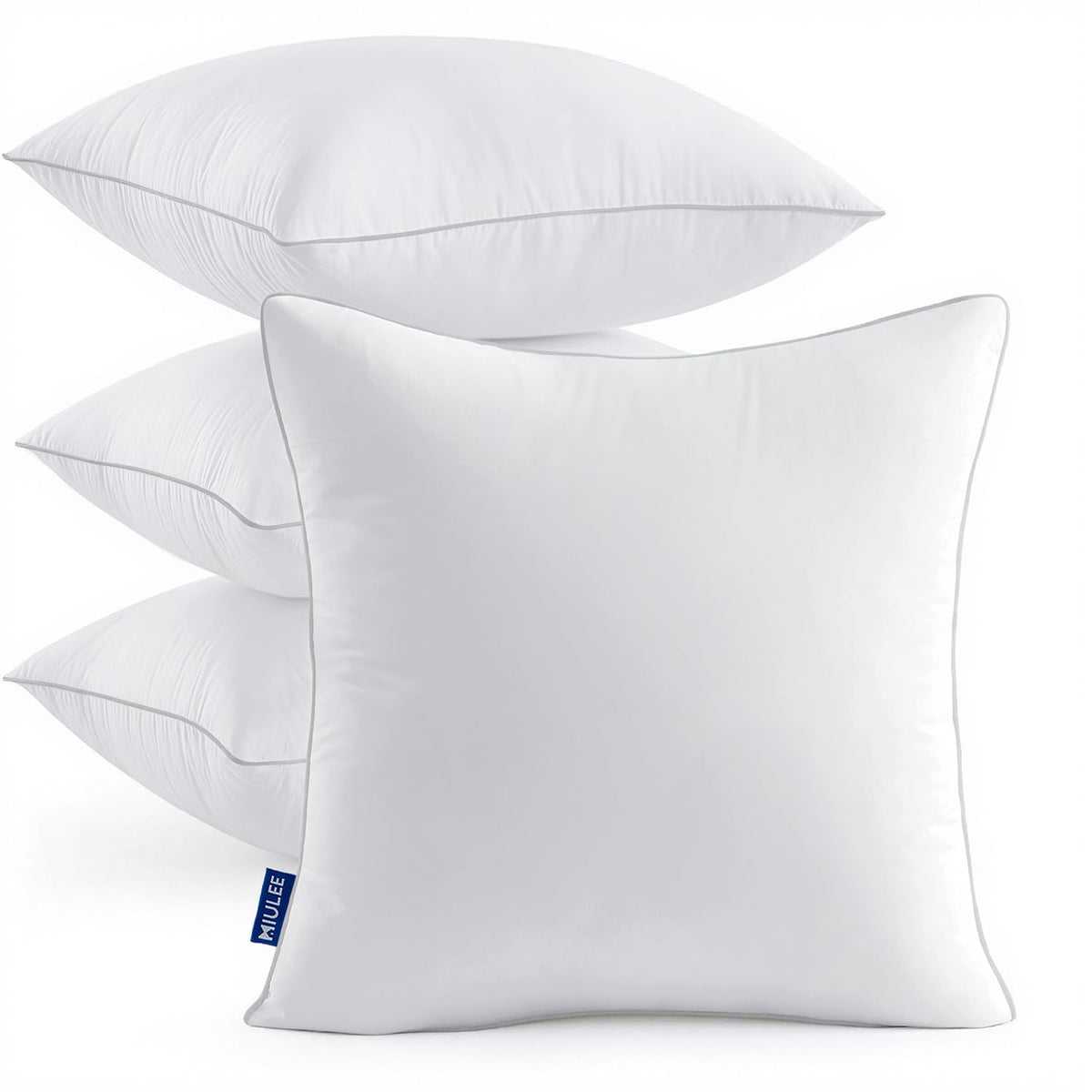 MIULEE 18x18 Inch Pillow Inserts Pack of 4 with 100% Textured Woven Fabric Cover