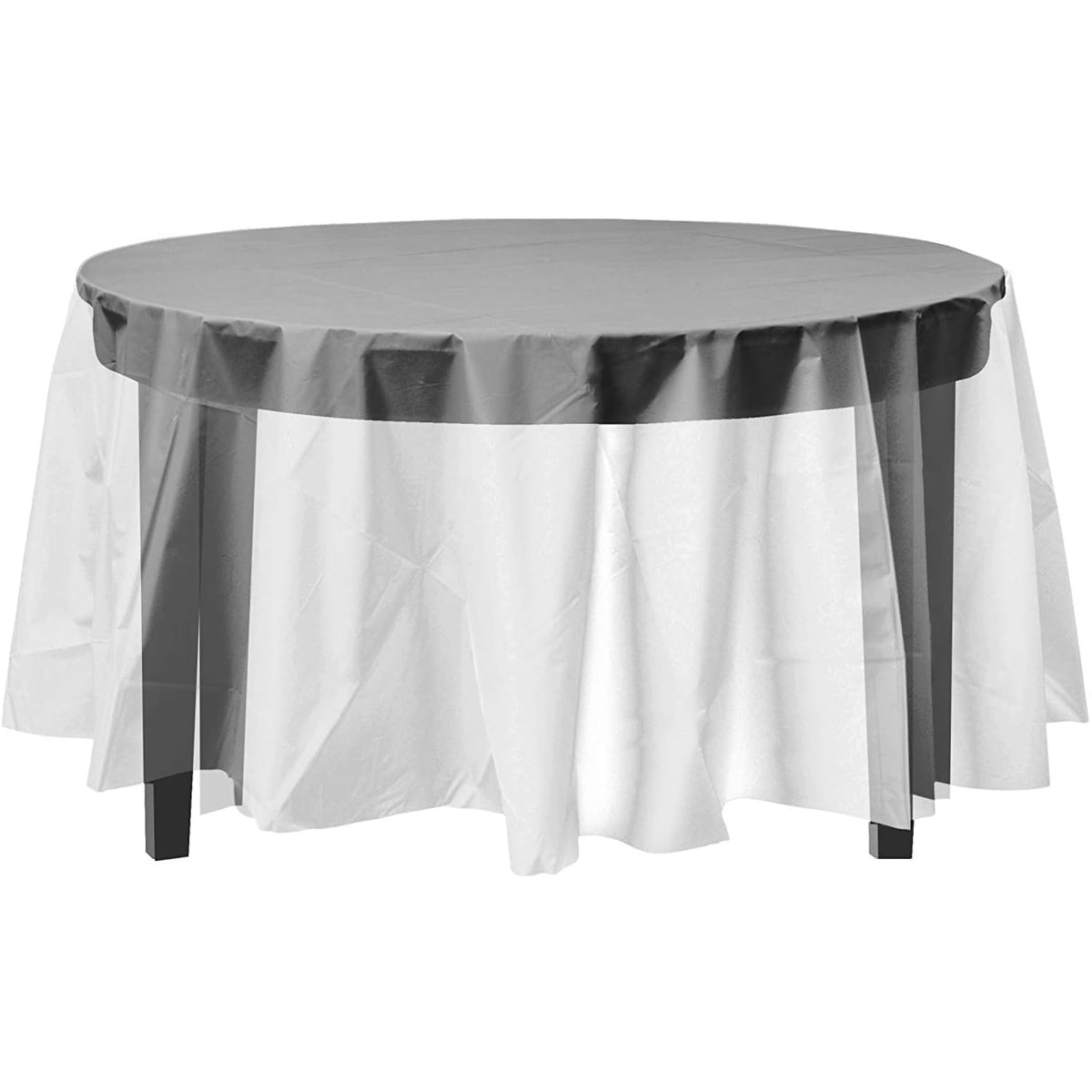 Exquisite 12-Pack Premium Plastic Tablecloth 12-Pack Premium Plastic Tablecloth 84in. Round Table Cover - Emerald Green