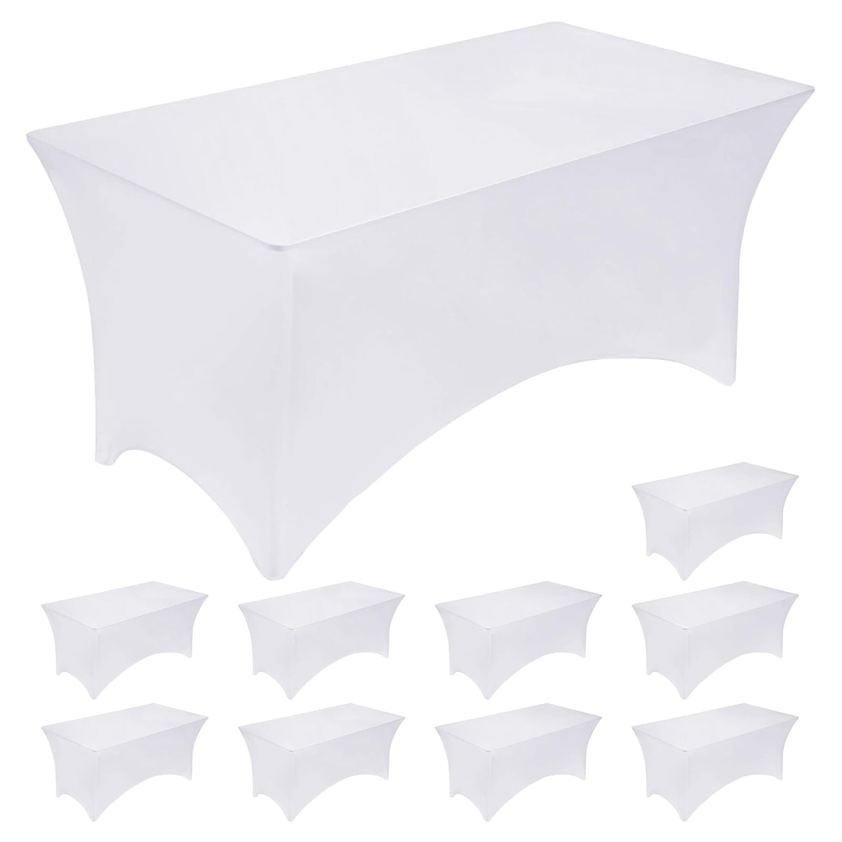 Fixwal 2 Pack 6FT Black Tablecloth Rectangle Spandex Fitted Table Cover