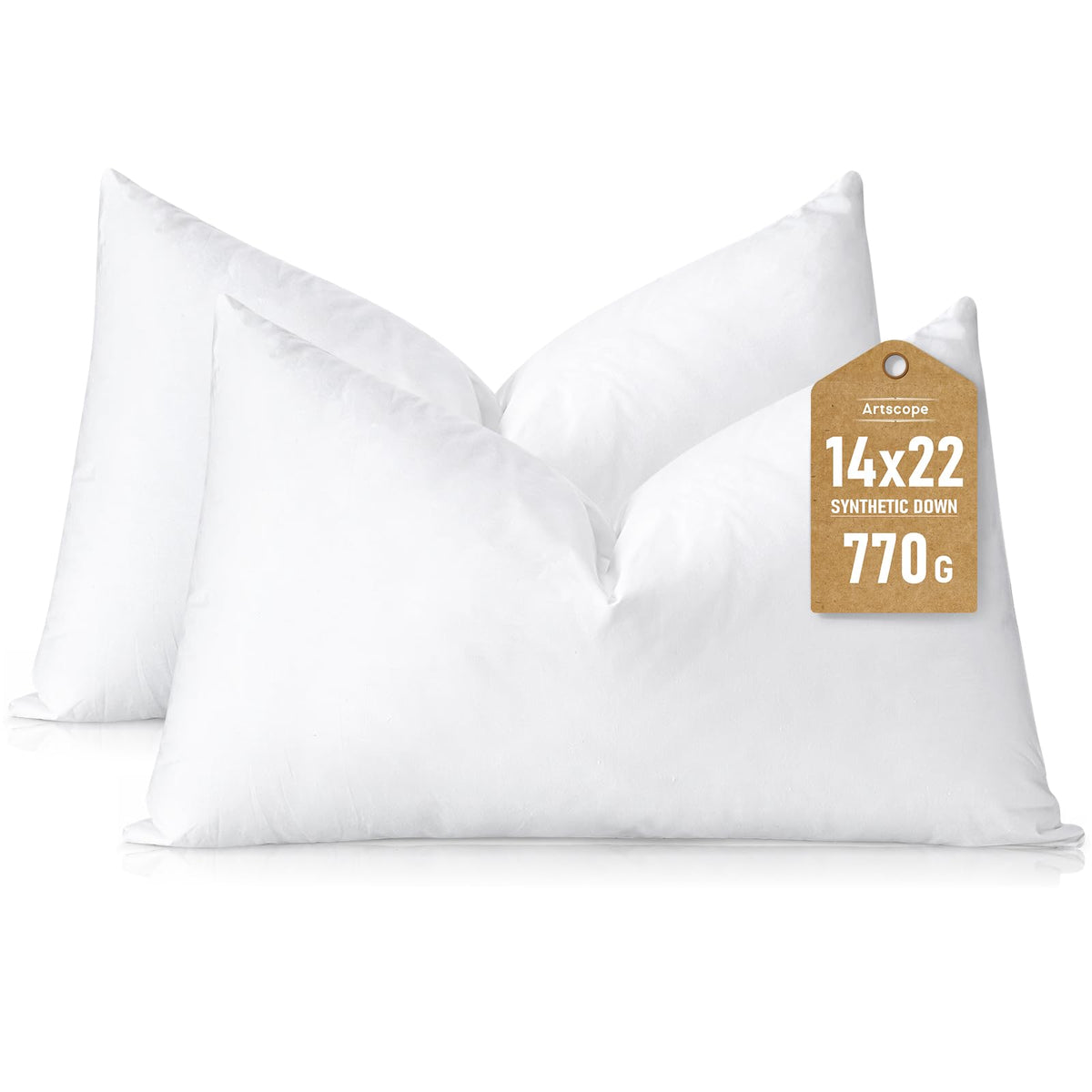 Artscope Synthetic Down Pillow Insert, 18x18 Throw Pillow Inserts Set of 2