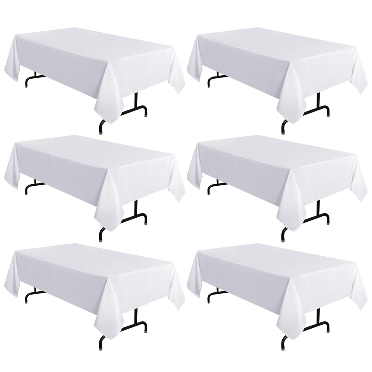 sancua 2 Pack White Table Cloth 60x102 Inch for 6 Feet Rectangle Tables