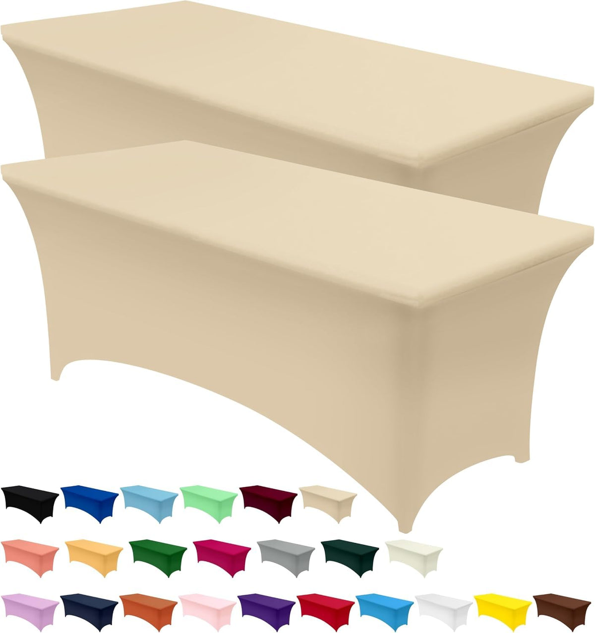 Utopia Kitchen Spandex Tablecloth 2 Pack [6FT, Black] Tight, Fitted, Washable and Wrinkle Resistant Stretch Rectangular Patio Table Cover for Event, Wedding, Banquet & Parties [72Lx30Wx30H Inch]