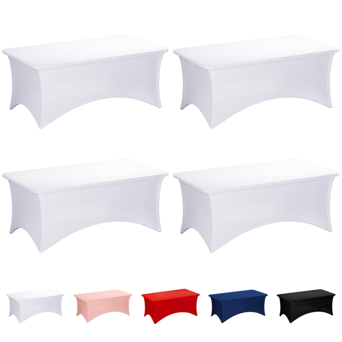 Fixwal 2 Pack 6FT Black Tablecloth Rectangle Spandex Fitted Table Cover