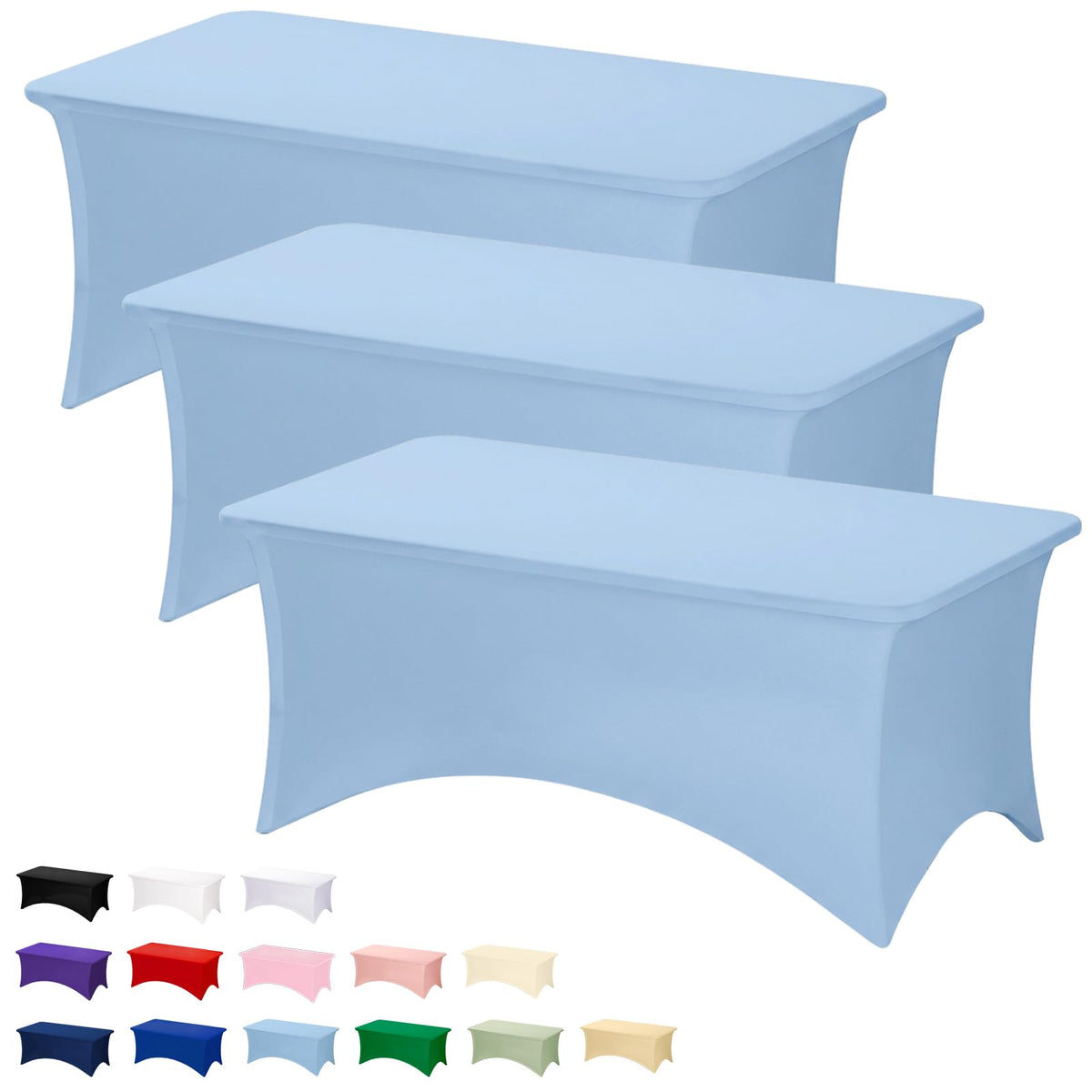 Fixwal 2 Pack 6FT Black Tablecloth Rectangle Spandex Fitted Table Cover
