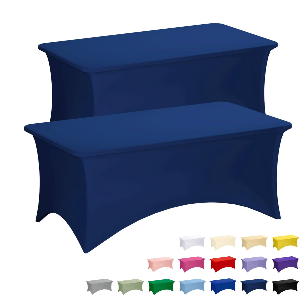 Fixwal 2 Pack 6FT Black Tablecloth Rectangle Spandex Fitted Table Cover