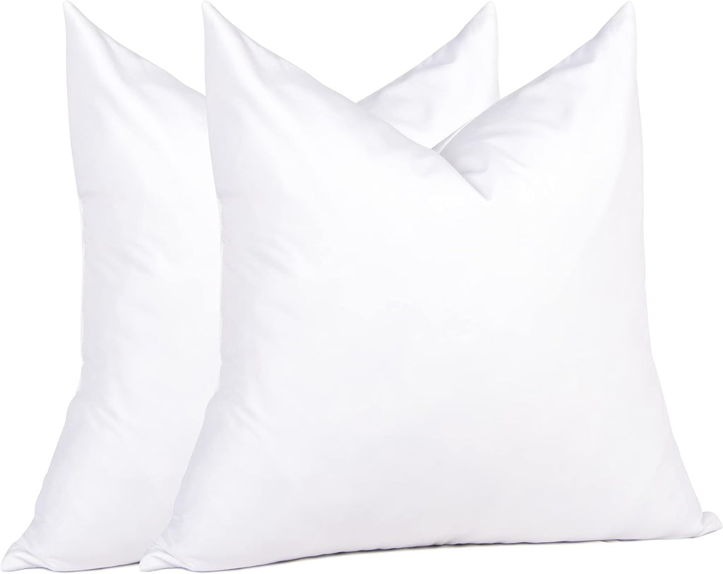 puredown® Feather Throw Pillow Inserts 22 x 22 (Pack of 2, White), Big Throw Pillows for Floor, Couch, Bed, Machine Washable