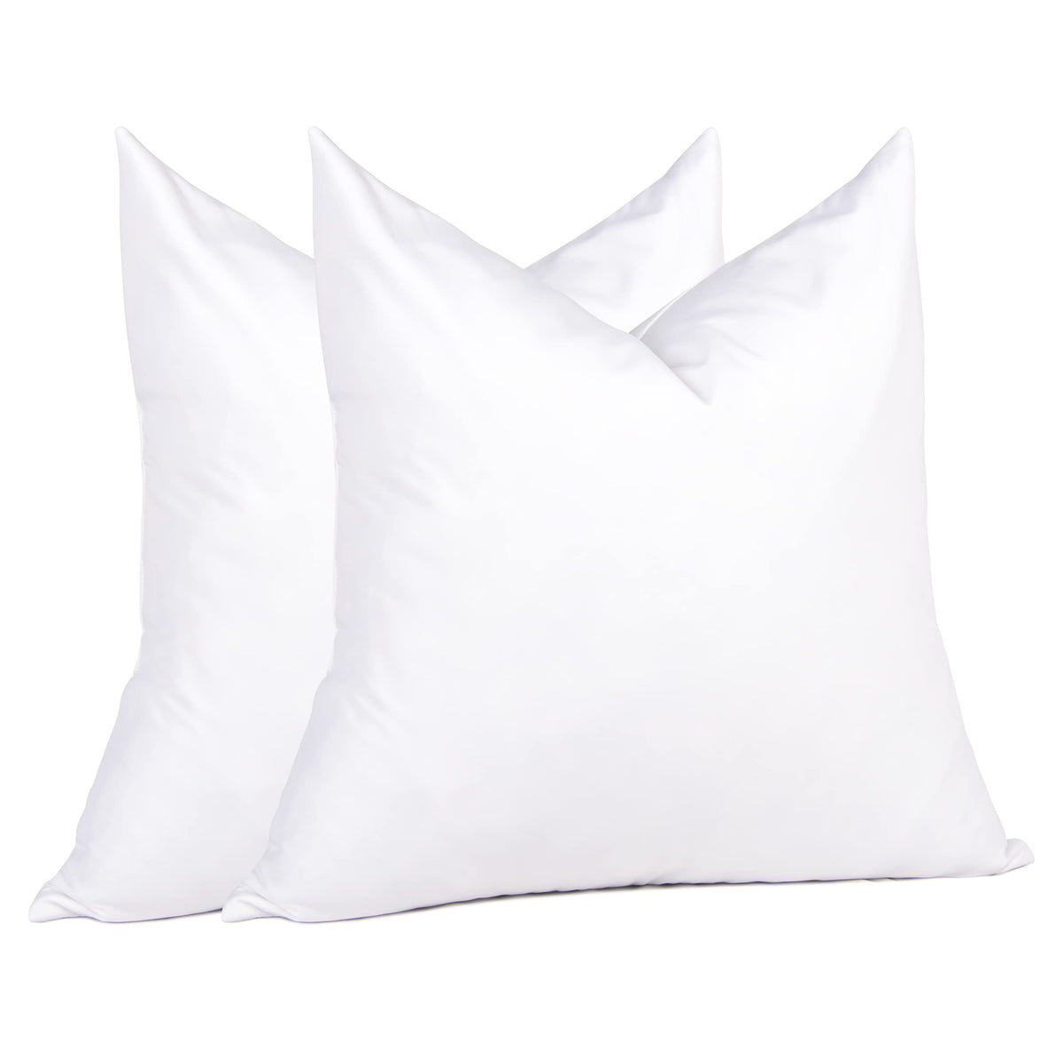puredown® Feather Throw Pillow Inserts 22 x 22 (Pack of 2, White), Big Throw Pillows for Floor, Couch, Bed, Machine Washable