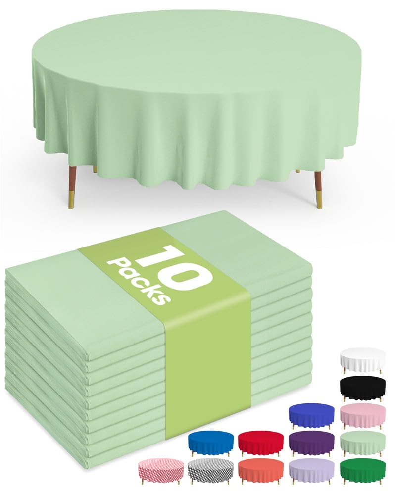 Pureegg Plastic Table Cloth Disposable 54x108 Inch 10 Pack, White