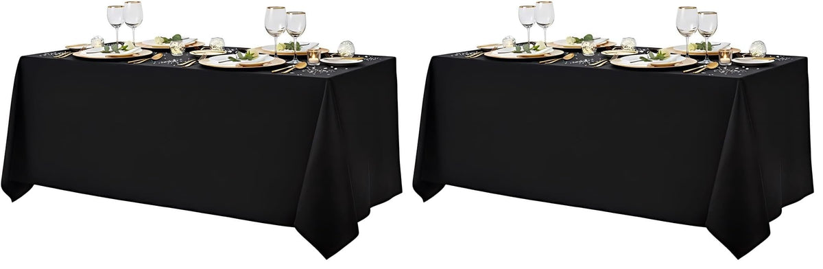 Surmente 90x132 Inch Black Tablecloth for 6-8 Foot Rectangle Tables