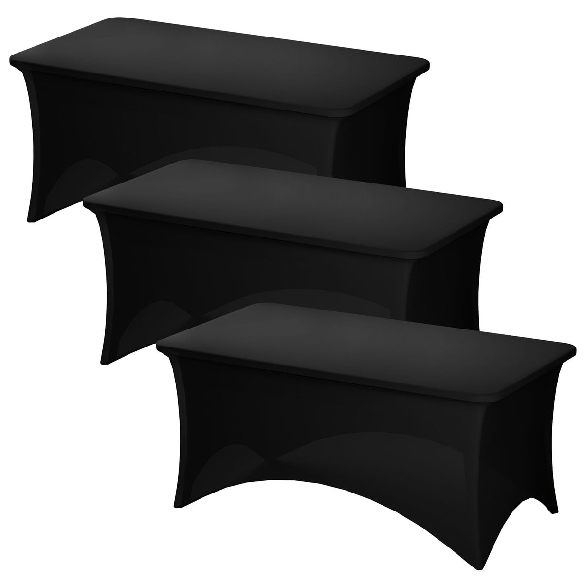 Fixwal 2 Pack 6FT Black Tablecloth Rectangle Spandex Fitted Table Cover
