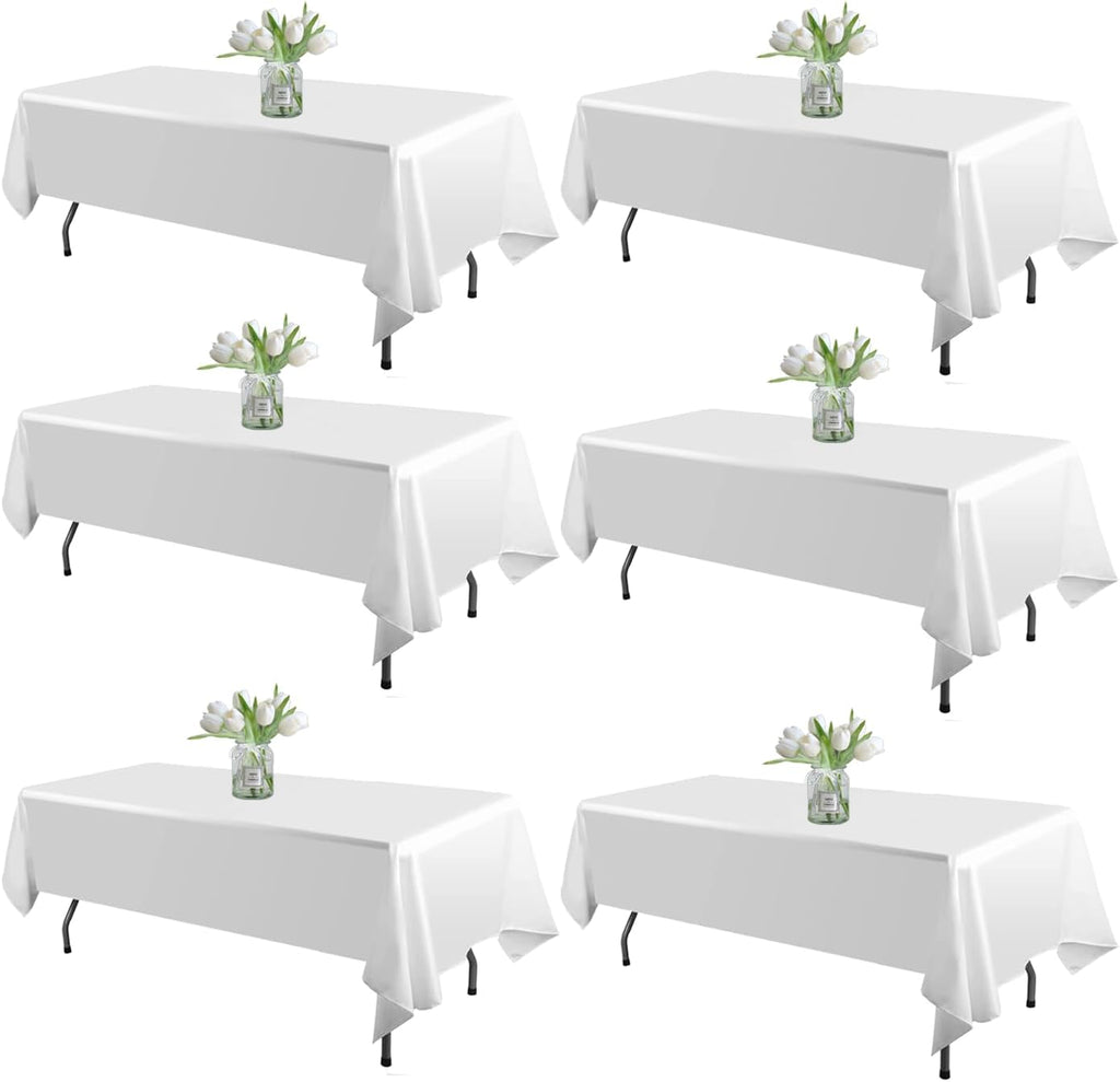 WIGENIUS 6 Pack White Table Cloth Rectangle 60X102 Inch Tablecloth Fit 6FT