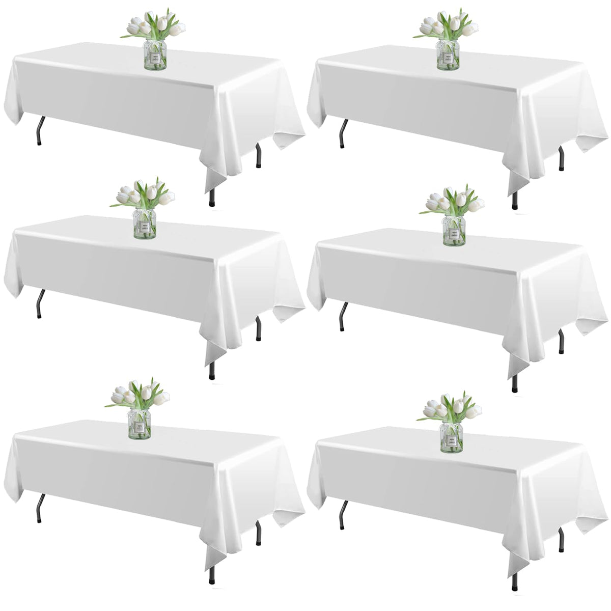 WIGENIUS 6 Pack White Table Cloth Rectangle 60X102 Inch Tablecloth Fit 6FT