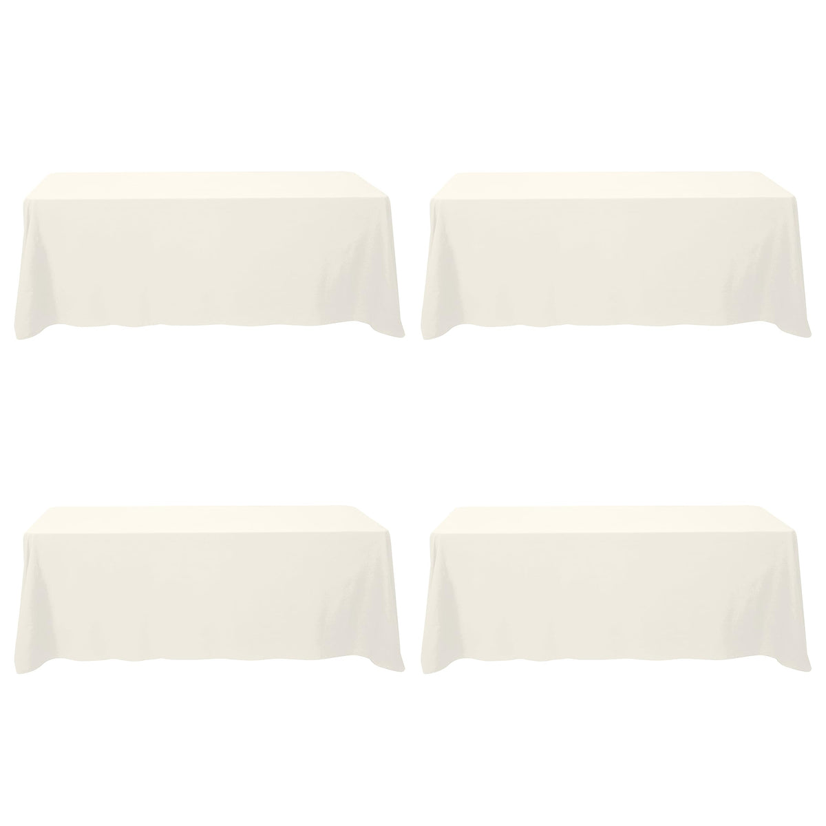 BRILLMAX 6 Pack Ivory Tablecloths 90x132 Inch for 6ft Rectangle Tables