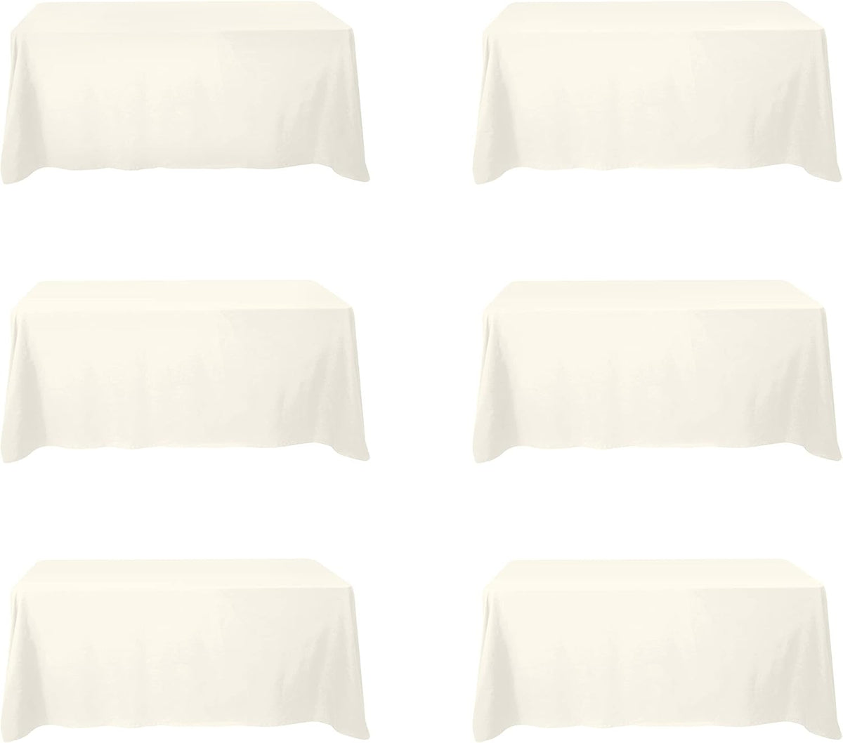 BRILLMAX 6 Pack Ivory Tablecloths 90x132 Inch for 6ft Rectangle Tables