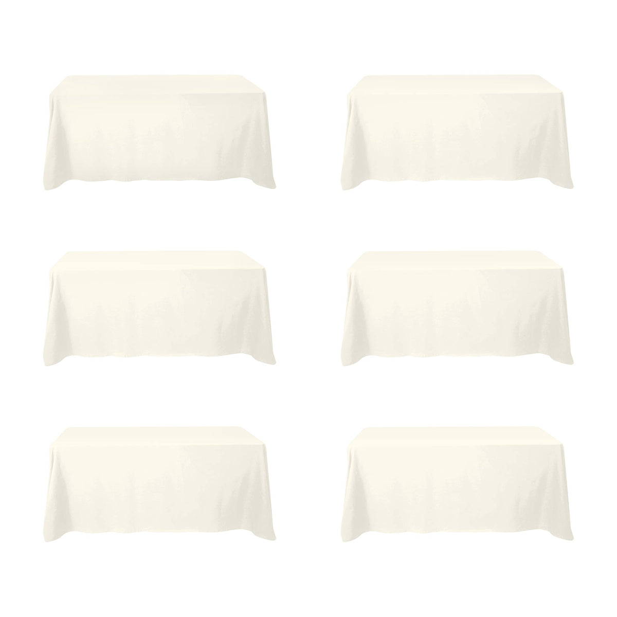 BRILLMAX 6 Pack Ivory Tablecloths 90x132 Inch for 6ft Rectangle Tables