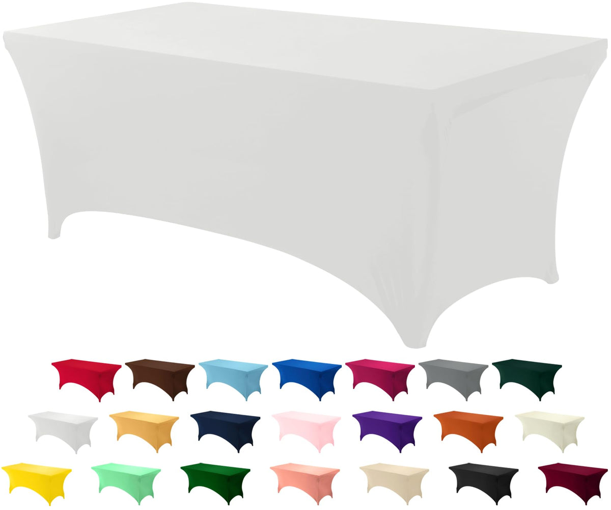 Utopia Kitchen Spandex Tablecloth 2 Pack [6FT, Black] Tight, Fitted, Washable and Wrinkle Resistant Stretch Rectangular Patio Table Cover for Event, Wedding, Banquet & Parties [72Lx30Wx30H Inch]