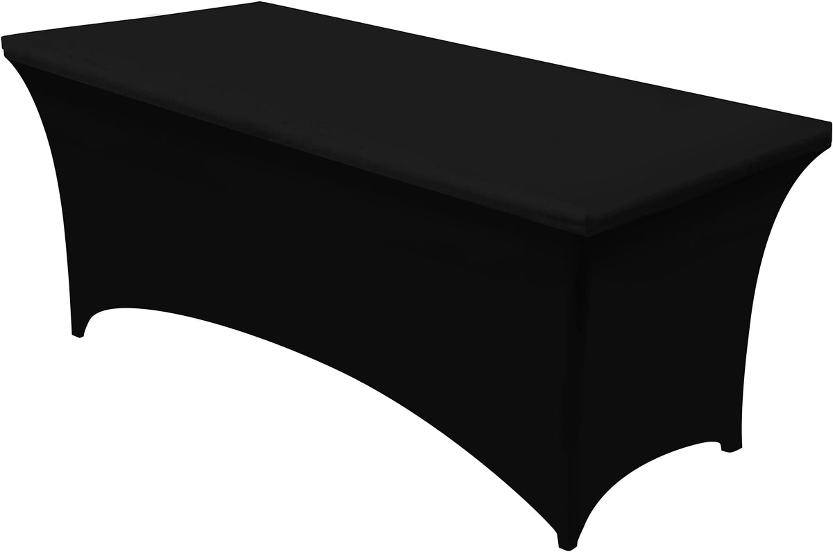 Utopia Kitchen Spandex Tablecloth 2 Pack [6FT, Black] Tight, Fitted, Washable and Wrinkle Resistant Stretch Rectangular Patio Table Cover for Event, Wedding, Banquet & Parties [72Lx30Wx30H Inch]