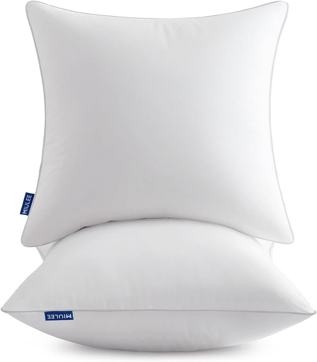 MIULEE 18x18 Inch Pillow Inserts Pack of 2 with 100% Textured Woven Fabric Cover