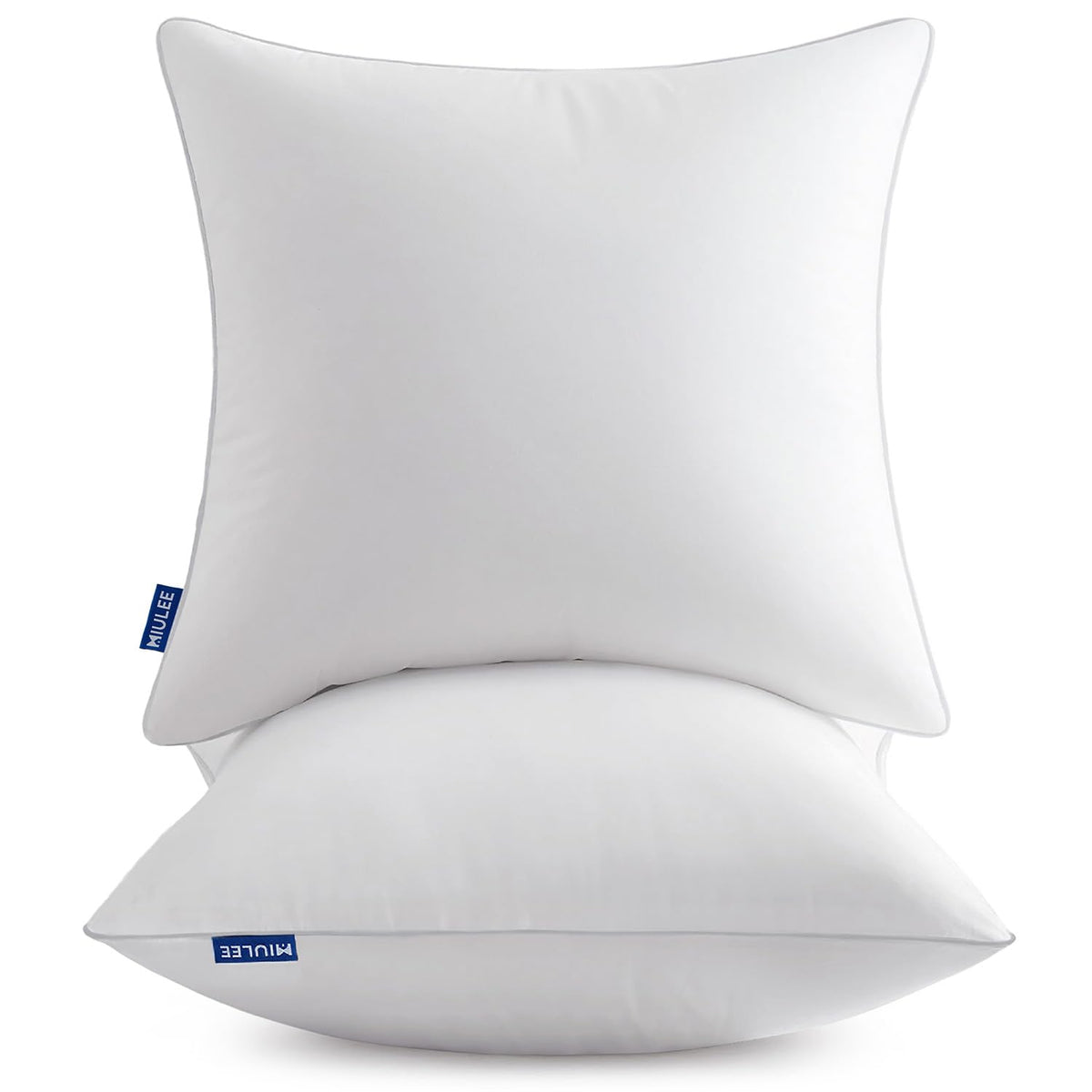 MIULEE 18x18 Inch Pillow Inserts Pack of 2 with 100% Textured Woven Fabric Cover