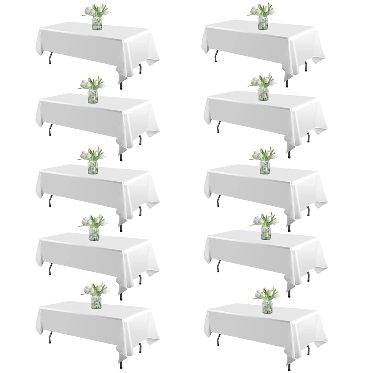 WIGENIUS 6 Pack White Table Cloth Rectangle 60X102 Inch Tablecloth Fit 6FT