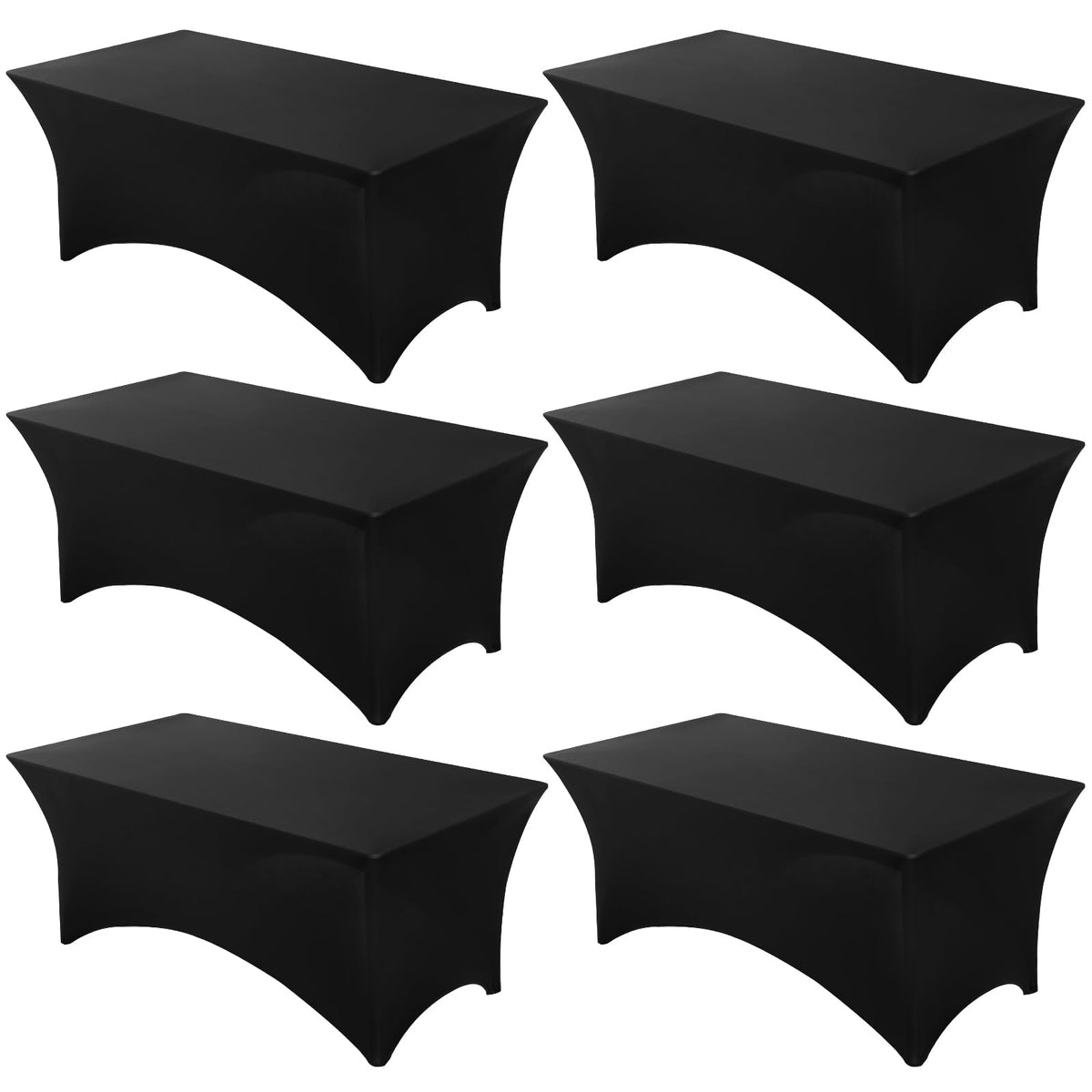 Fixwal 2 Pack 6FT Black Tablecloth Rectangle Spandex Fitted Table Cover