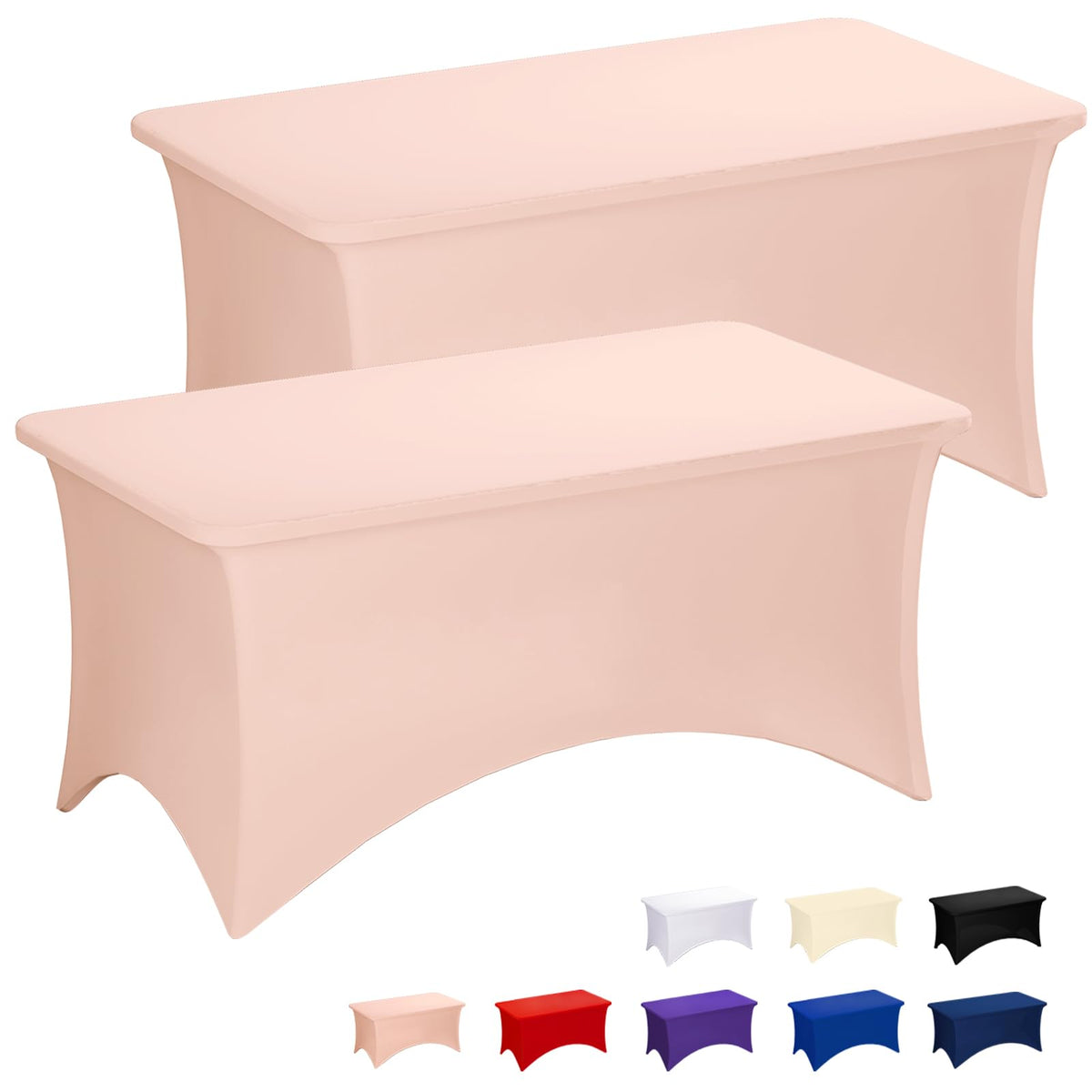 Fixwal 2 Pack 6FT Black Tablecloth Rectangle Spandex Fitted Table Cover