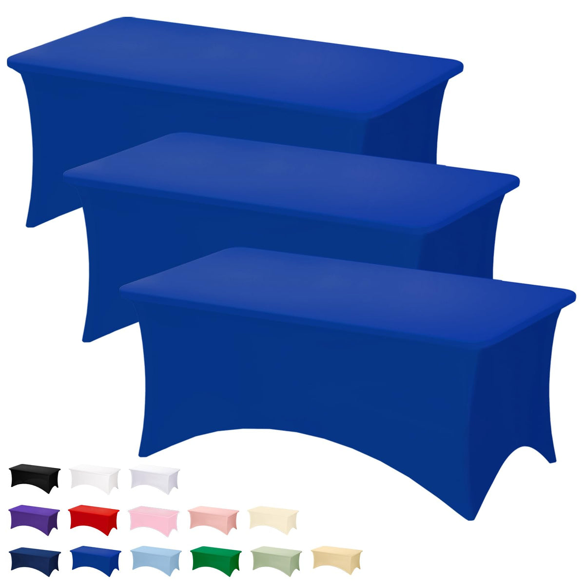 Fixwal 2 Pack 6FT Black Tablecloth Rectangle Spandex Fitted Table Cover
