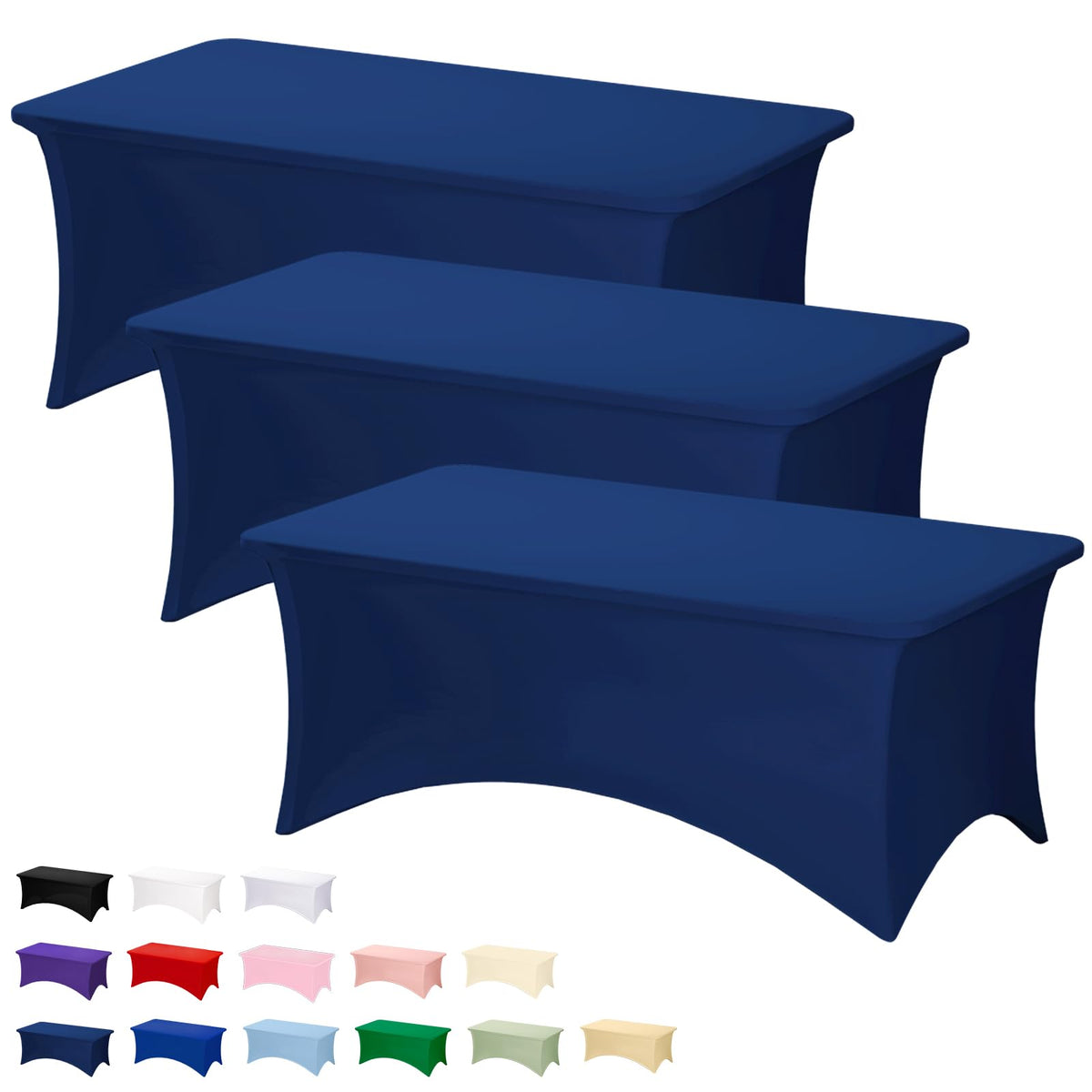 Fixwal 2 Pack 6FT Black Tablecloth Rectangle Spandex Fitted Table Cover