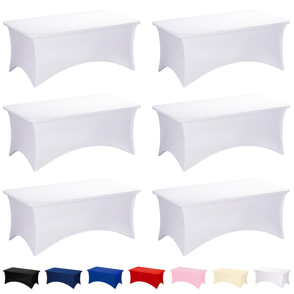 Fixwal 2 Pack 6FT Black Tablecloth Rectangle Spandex Fitted Table Cover