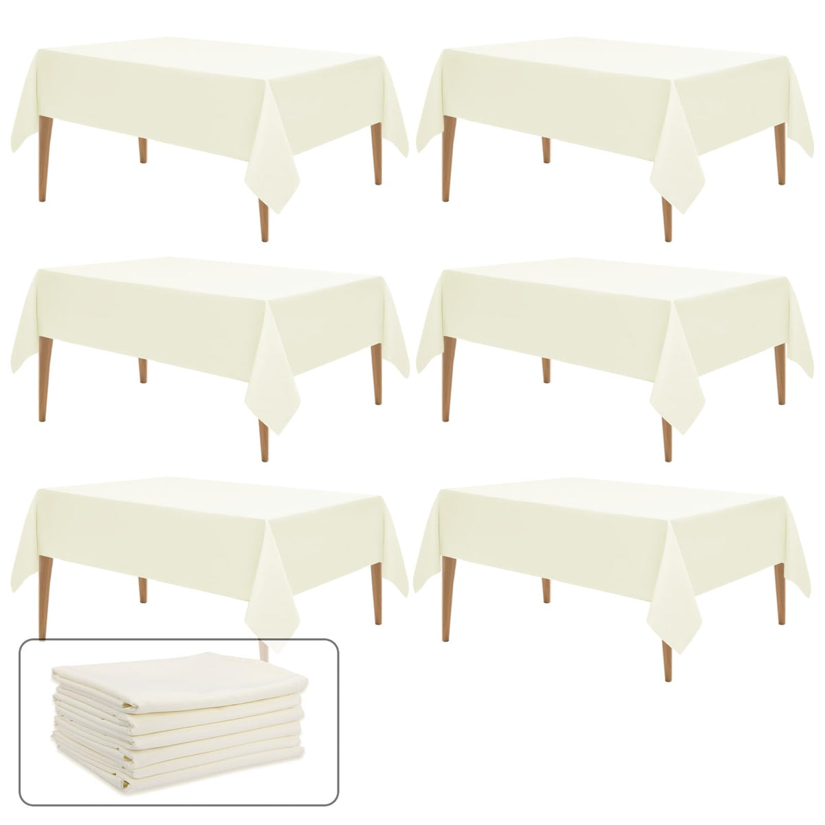 WIGENIUS 6 Pack White Table Cloth Rectangle 60X102 Inch Tablecloth Fit 6FT