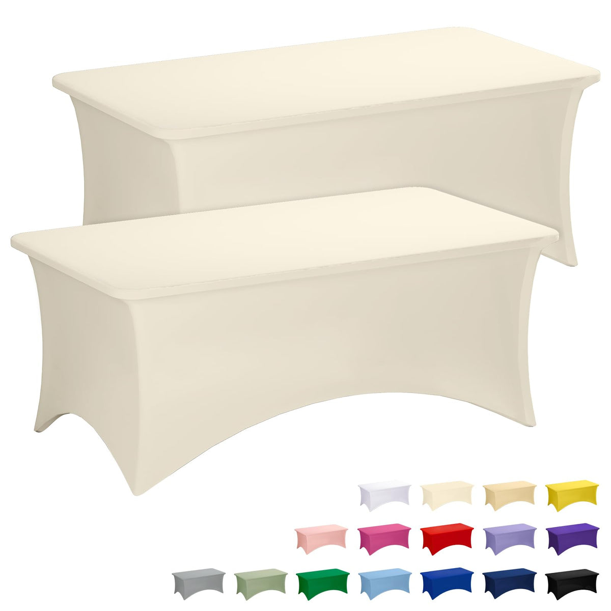 Fixwal 2 Pack 6FT Black Tablecloth Rectangle Spandex Fitted Table Cover