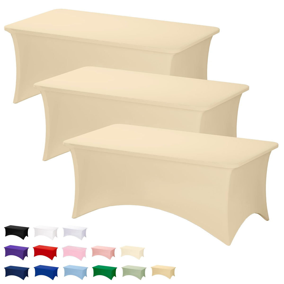Fixwal 2 Pack 6FT Black Tablecloth Rectangle Spandex Fitted Table Cover
