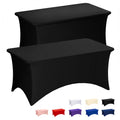 Fixwal 2 Pack 6FT Black Tablecloth Rectangle Spandex Fitted Table Cover