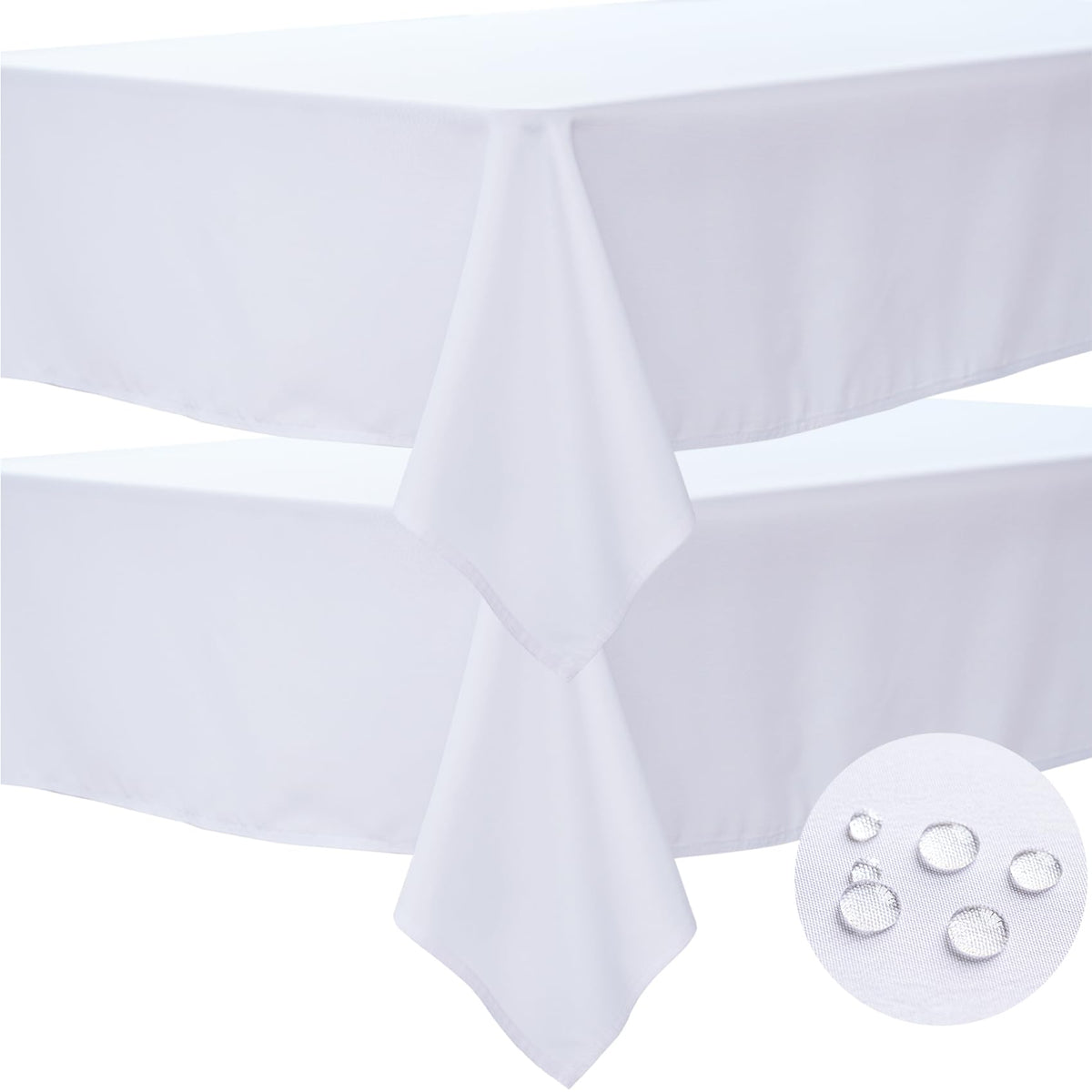 BYDOLL Table Cloth White 60x84 Inch Tablecloth for 6 Foot Rectangle Tables Outdoor Washable Wrinkle Free and Spillproof Polyester Tablecloth for Festival Camping Picnic Party Cover