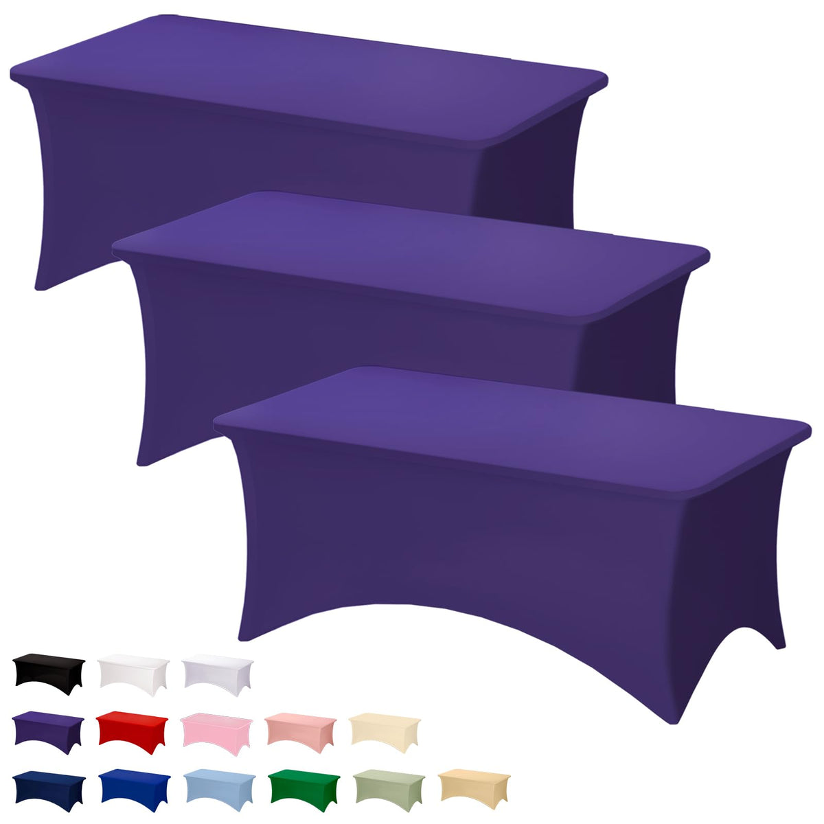 Fixwal 2 Pack 6FT Black Tablecloth Rectangle Spandex Fitted Table Cover