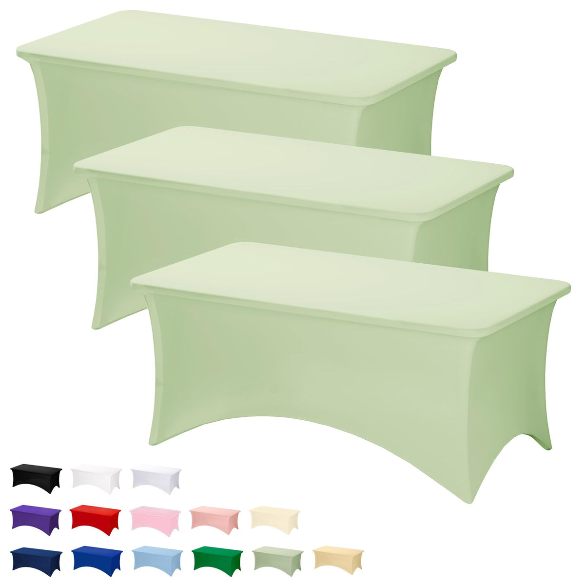Fixwal 2 Pack 6FT Black Tablecloth Rectangle Spandex Fitted Table Cover